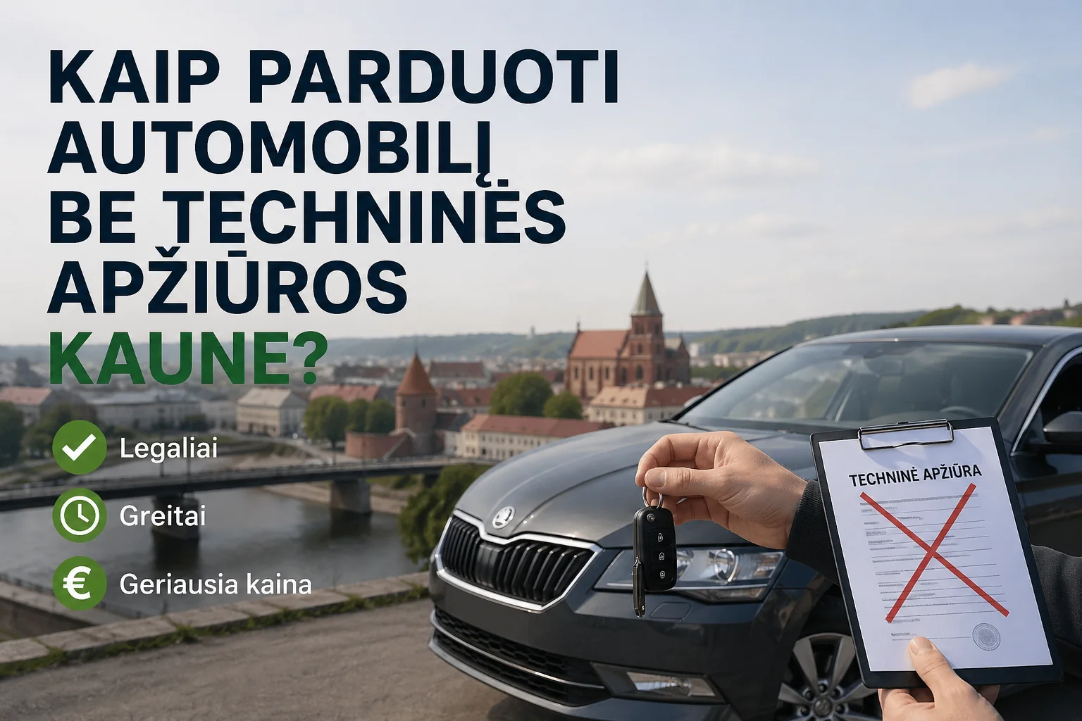 Automobilio pardavimas be techninės apžiūros Kaune