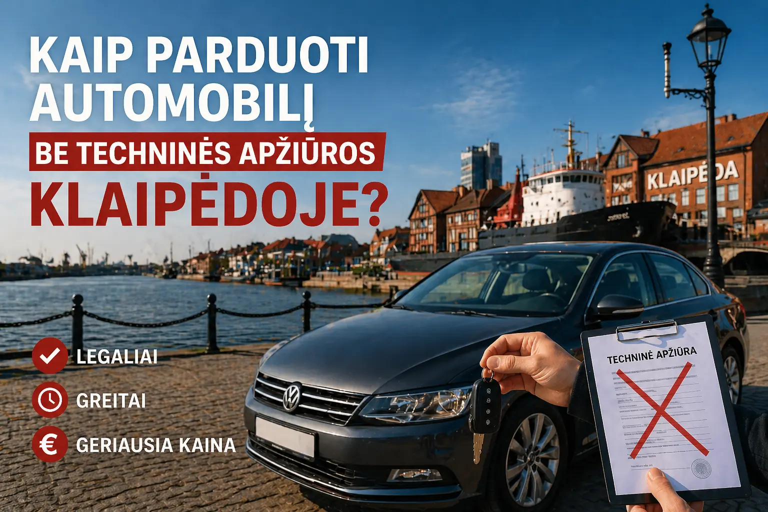Automobilio pardavimas be techninės apžiūros Klaipėdoje