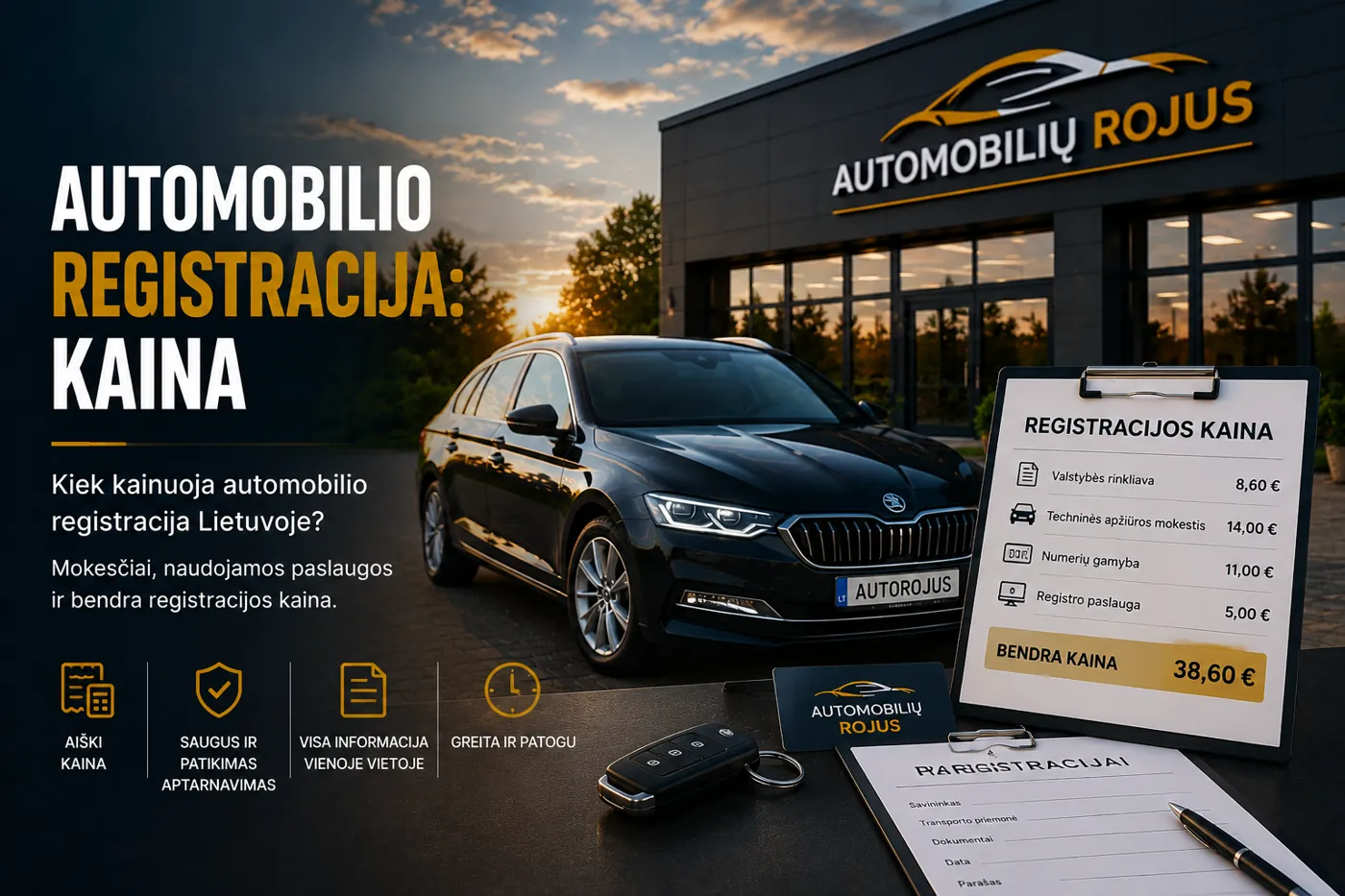 Automobilio registracija: kaina