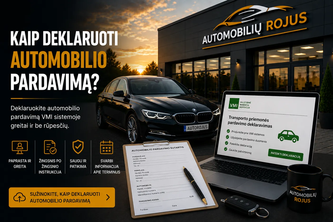 kaip deklaruoti automobilio pardavimą - transporto priemonė