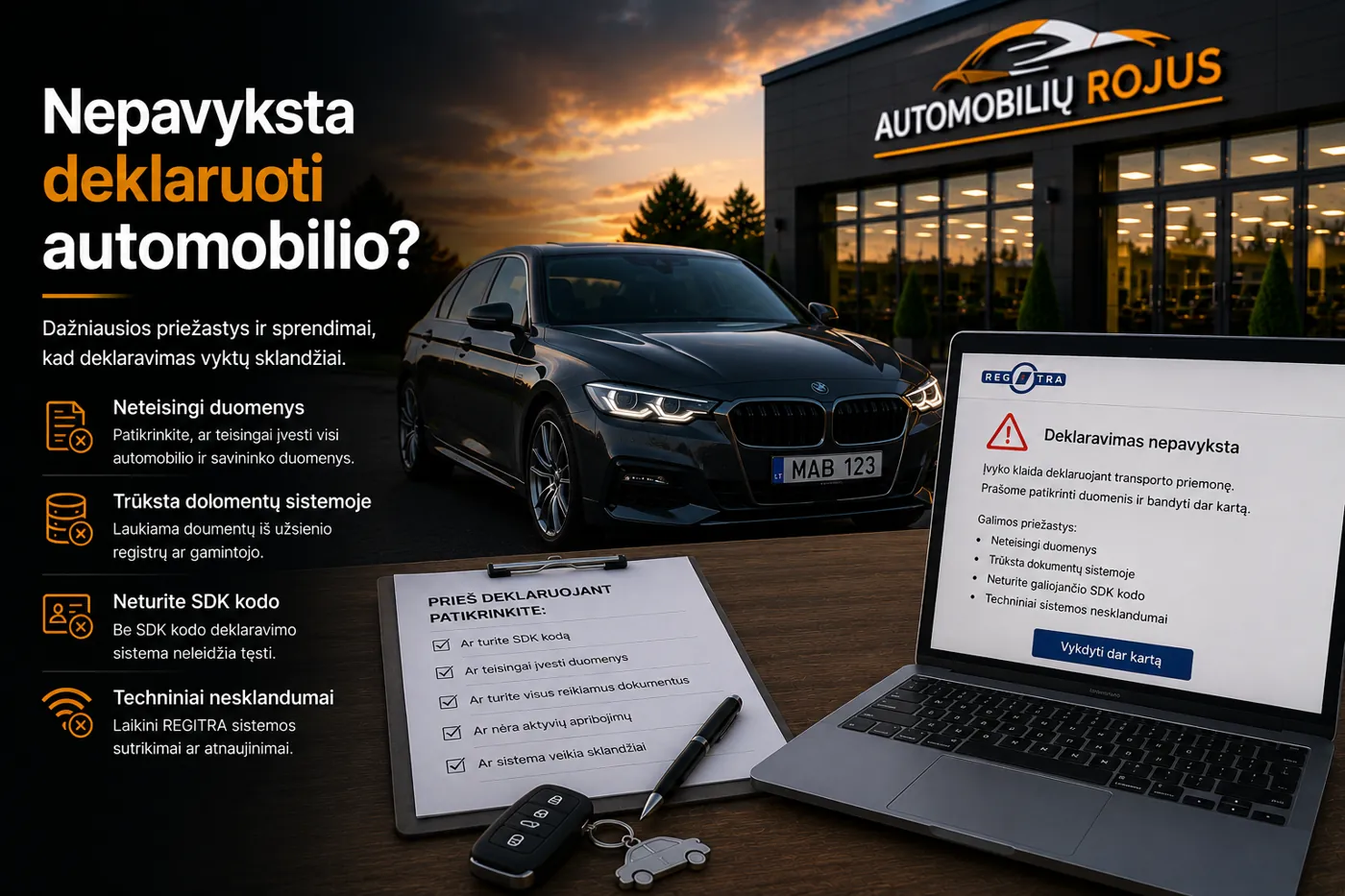 nepavyksta deklaruoti automobilio Kaune Kaune - mašina