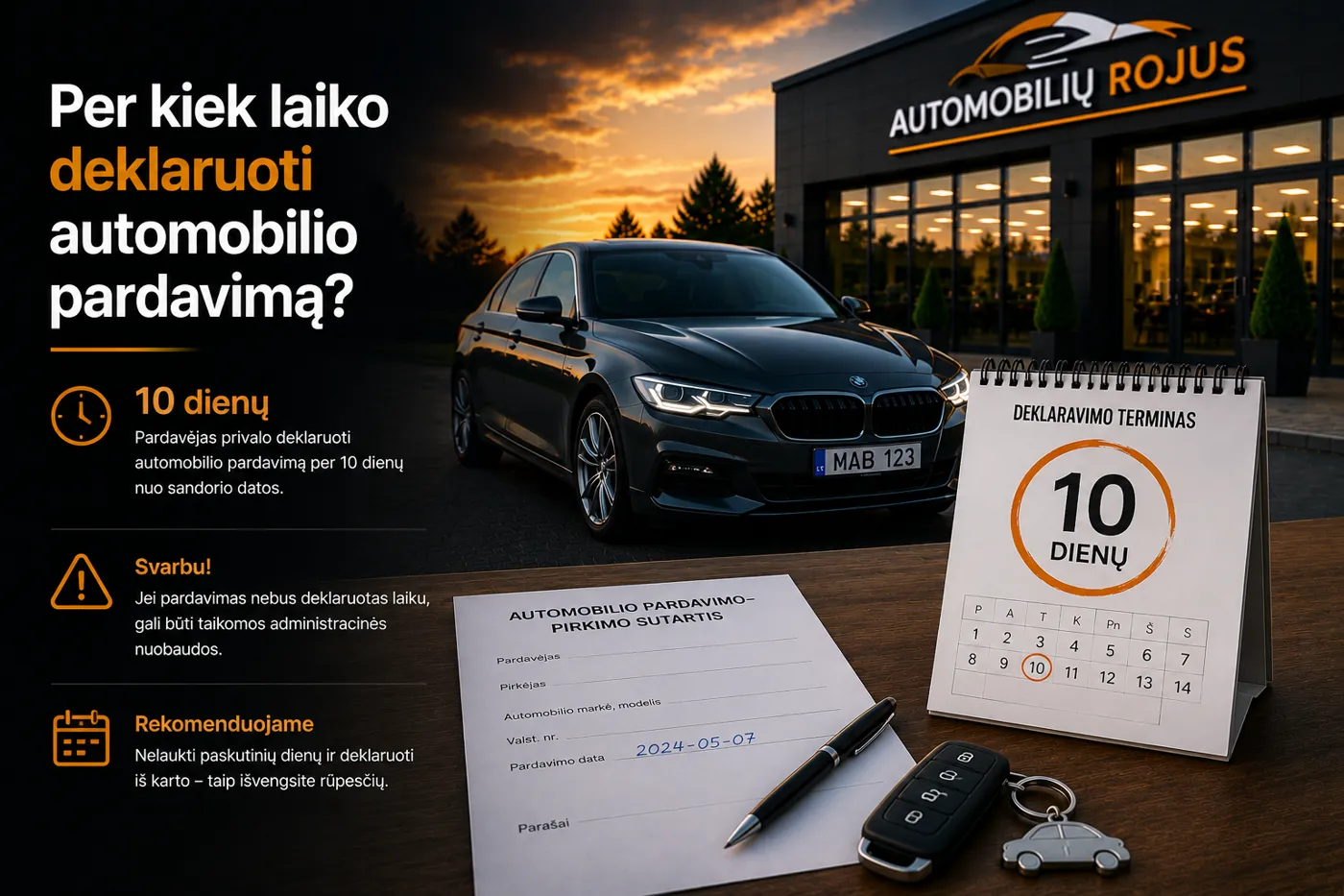 per kiek laiko deklaruoti automobilio pardavimą - mašina